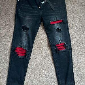 AMIRI Black Jeans with red Details